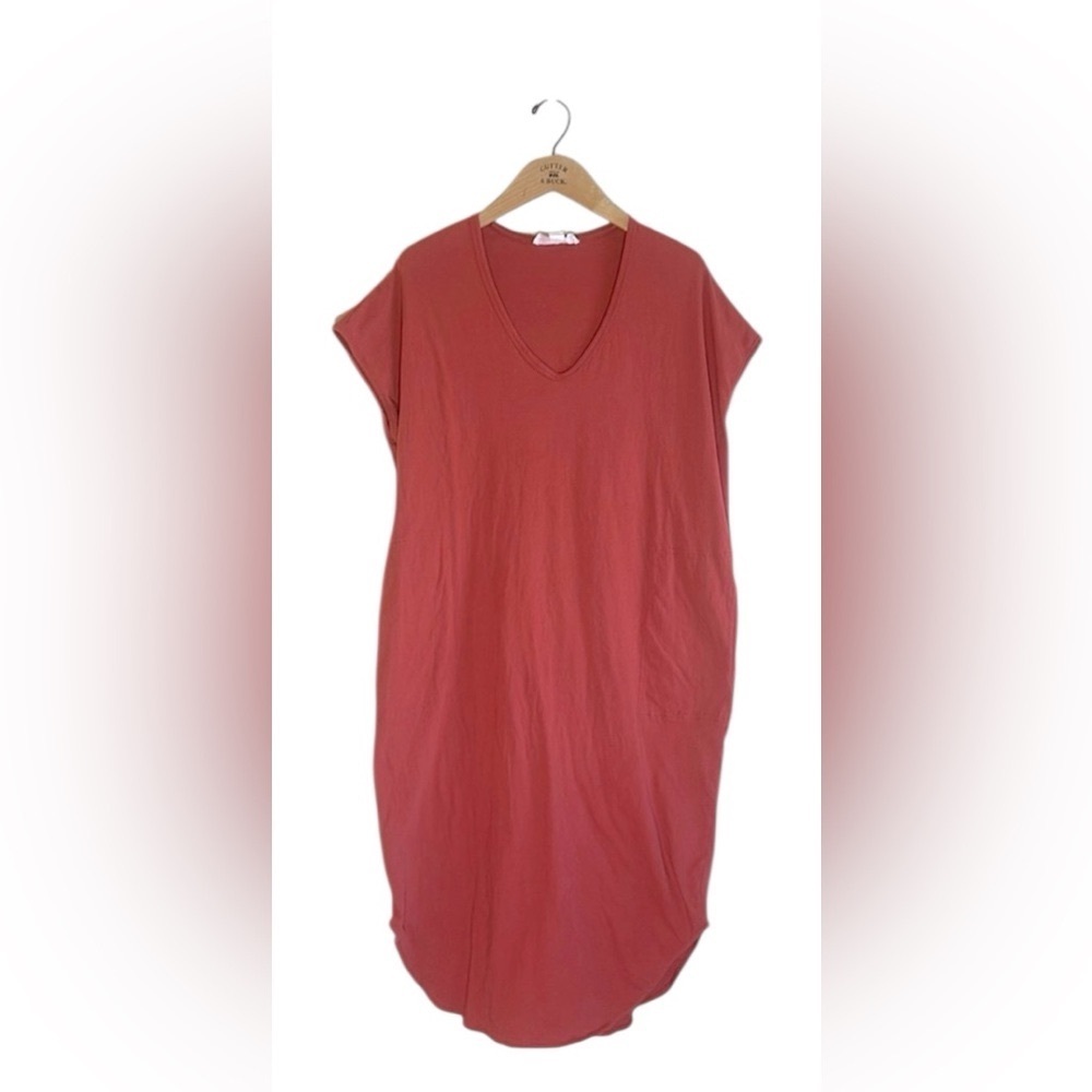 Free People Beach Dress With Pockets Womens Size Small Short Sleeve Burnt Orange - Picture 2 of 10